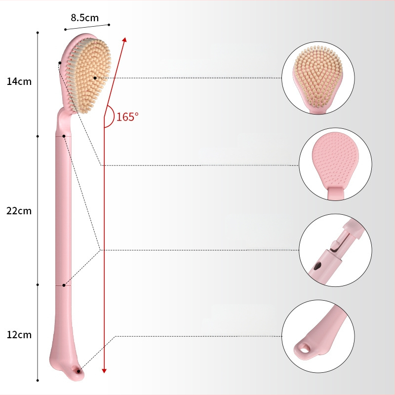 Pikkade käepidemetega vannitoa- ja massaažiharja pehmete karvadega | ABS/PA, The Story of Mud, Jiangsu