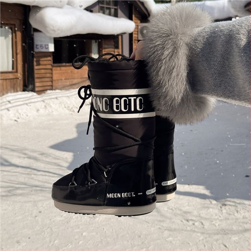 Женски зимни ботуши за сняг с подплата от флис и пухкав горен слой, гумена подметка, запазват топлината