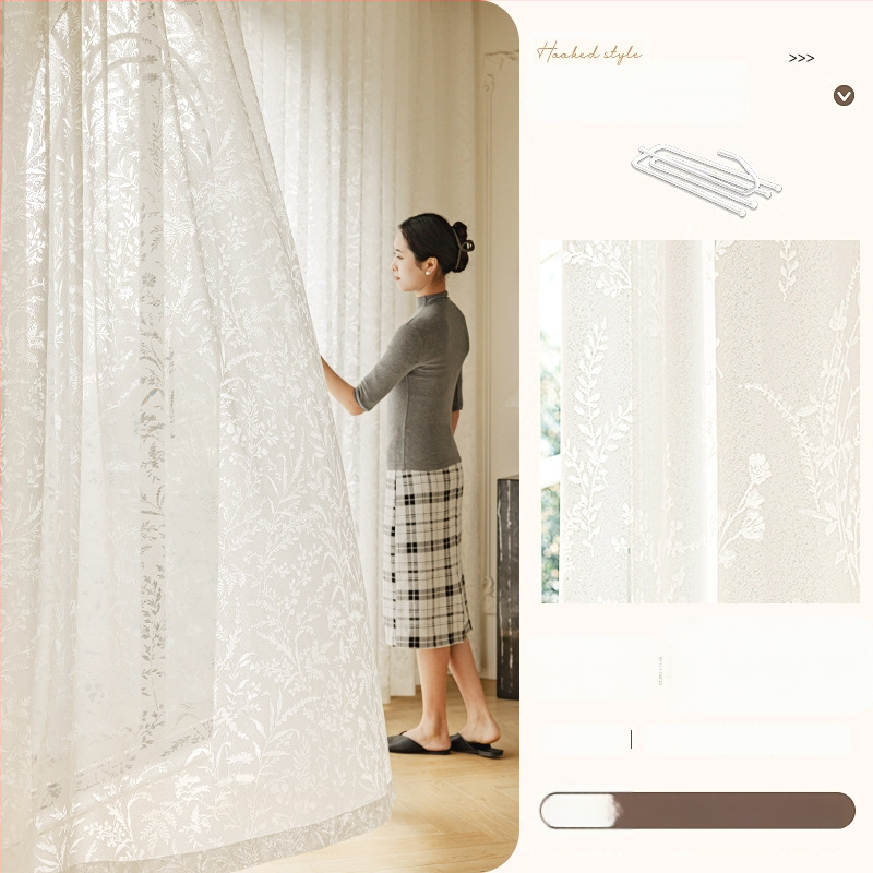 Prantsuse stiilis jacquardkardin polüestrist, läbipaistev, kerge luksus, elutoale, magamistuppa ja restorani jaoks