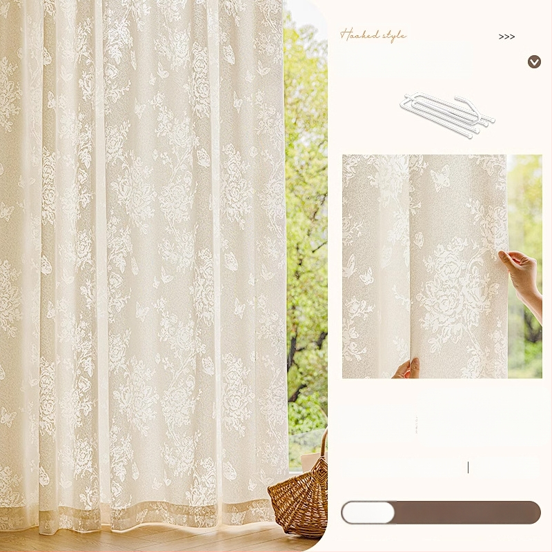 Prantsuse stiilis jacquardkardin polüestrist, läbipaistev, kerge luksus, elutoale, magamistuppa ja restorani jaoks