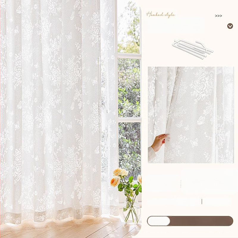 Prantsuse stiilis jacquardkardin polüestrist, läbipaistev, kerge luksus, elutoale, magamistuppa ja restorani jaoks