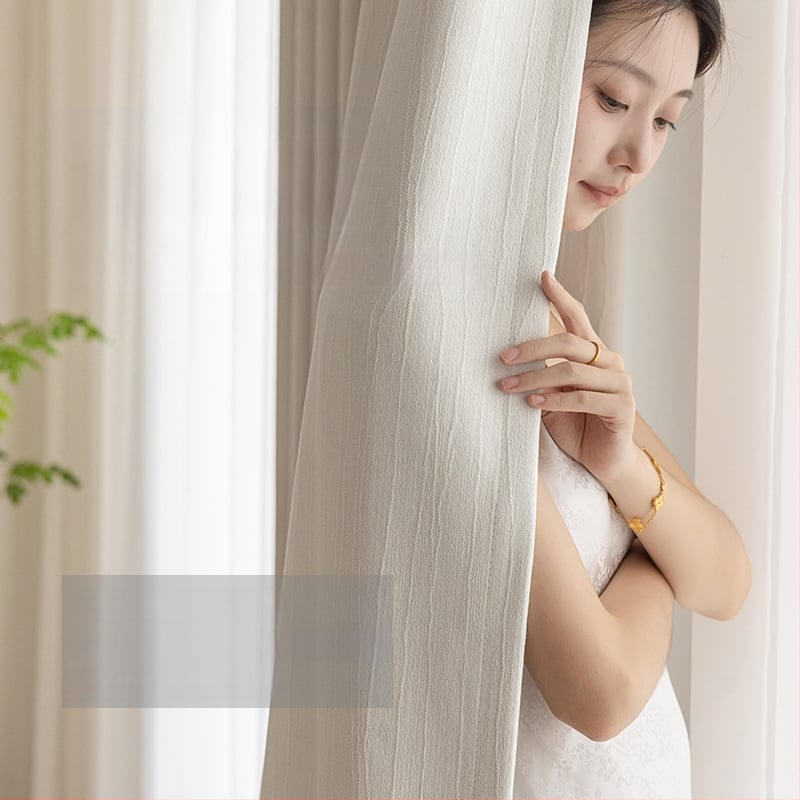 Akeni kardinad Chenille Jacquard kangast, kahepoolselt reljeefne tekstuur kõverate triipudega, Bauhausi stiil, kõrge varjatus 71–90%