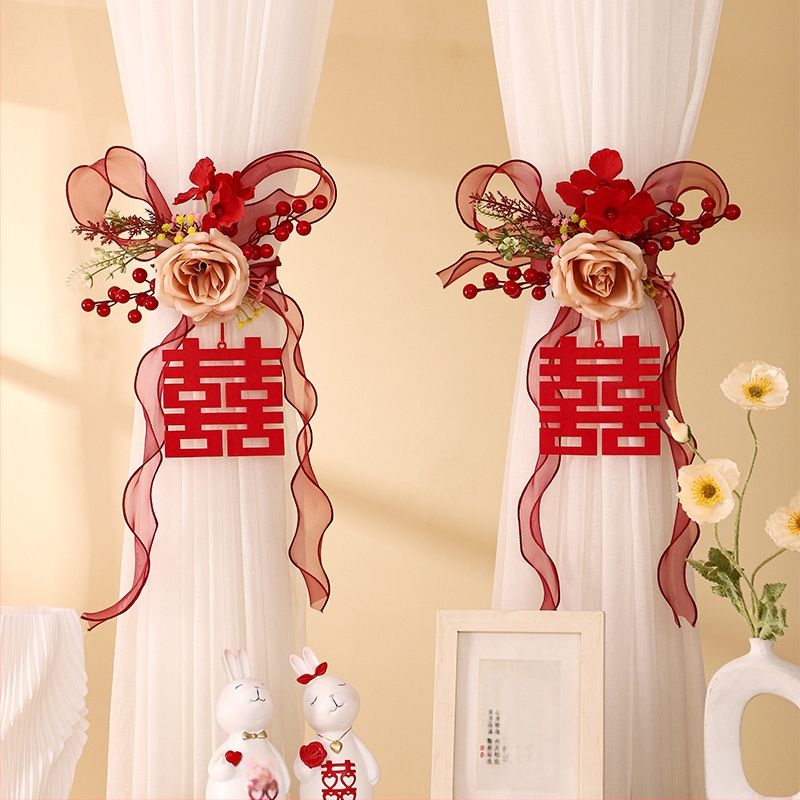 Λουρί Κουρτίνας Γάμου με Σύμβολα Διπλής Ευτυχίας για Υπνοδωμάτιο και Σαλόνι, Ύφασμα, Συσκευασία OPP, Μάρκα The Trip, Διαστάσεις: Δείτε λεπτομέρειες