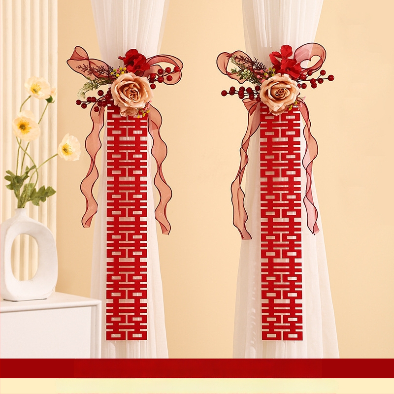 Λουρί Κουρτίνας Γάμου με Σύμβολα Διπλής Ευτυχίας για Υπνοδωμάτιο και Σαλόνι, Ύφασμα, Συσκευασία OPP, Μάρκα The Trip, Διαστάσεις: Δείτε λεπτομέρειες