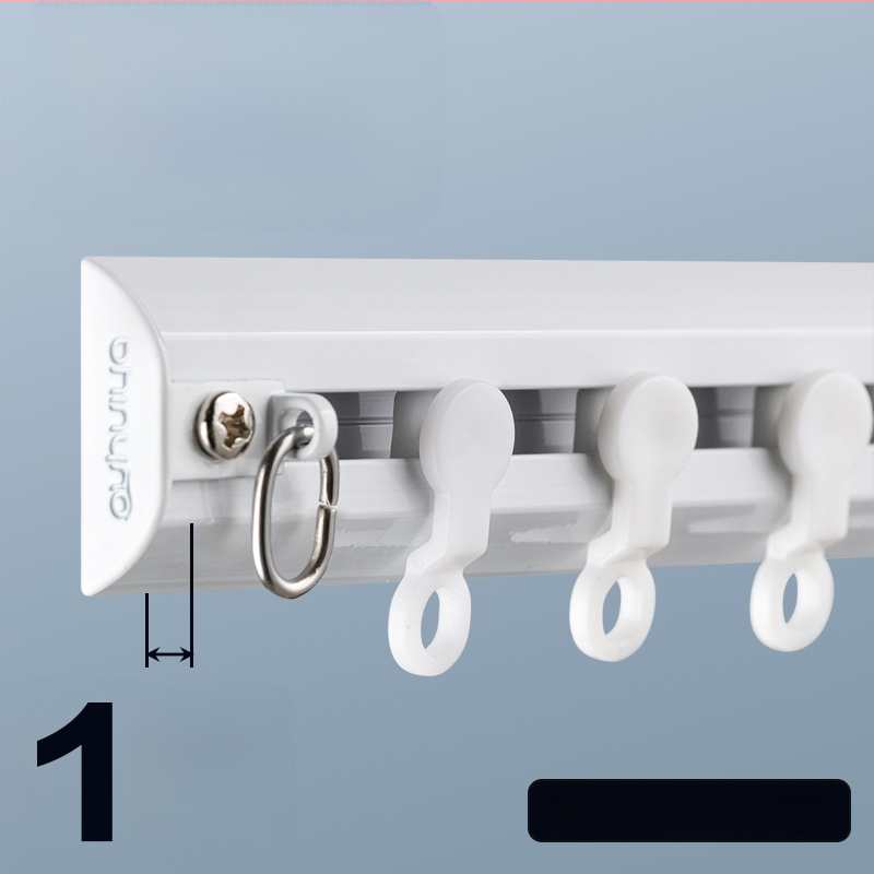 Alumiiniumist kardinapuude süsteem vaikselt liugub — kardina rööbas, konksu rööbas, kaasaegne minimalistlik disain