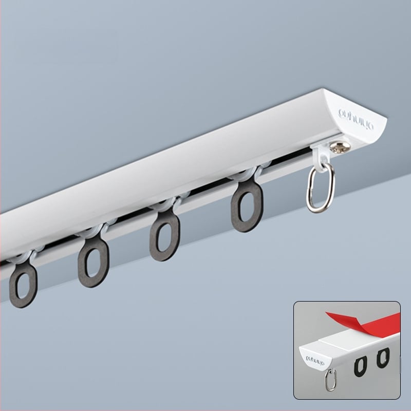 Alumiiniumist kardinapuude süsteem vaikselt liugub — kardina rööbas, konksu rööbas, kaasaegne minimalistlik disain