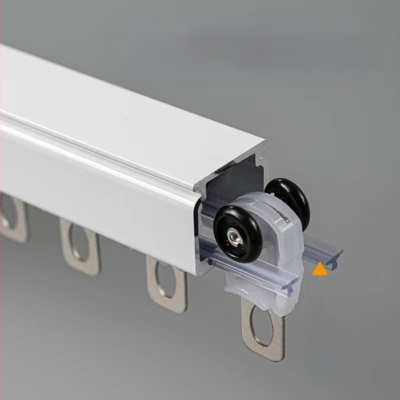 Aknajuhtmete relss sirge marsruut, alumiiniumisulamu, ülemine või külgne paigaldus, üks- või kahetraadiline, vaiksed pall-rõngaga mehhanism