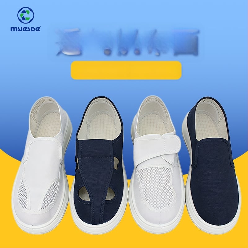 Antistatiskas darba kurpes ar vidēja augstuma augšējo daļu, biezām polsterētām PU zolēm, Fly auduma augšdaļa