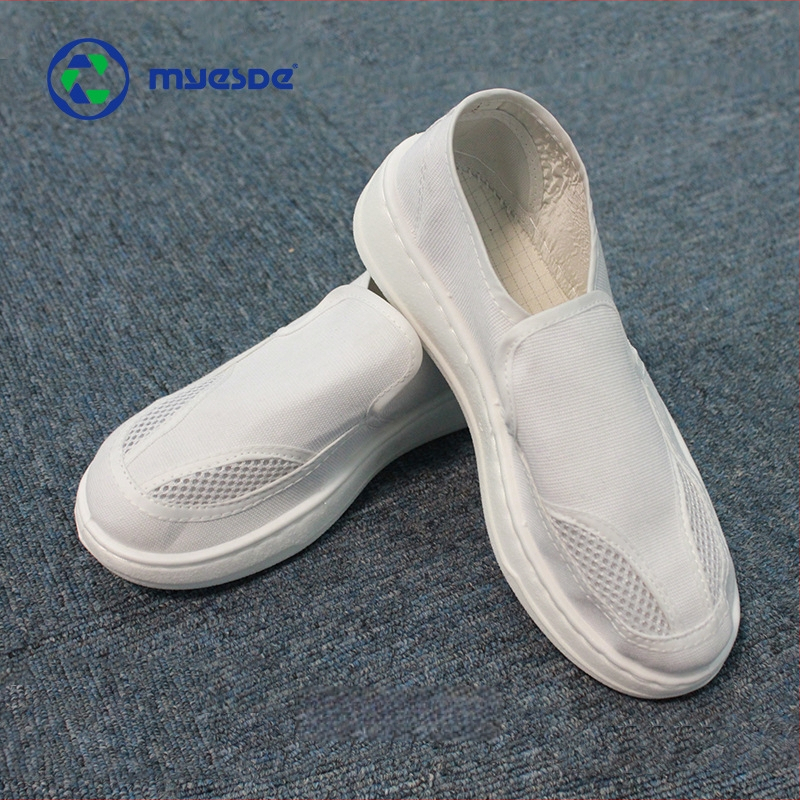 Antistatiskas darba kurpes ar vidēja augstuma augšējo daļu, biezām polsterētām PU zolēm, Fly auduma augšdaļa