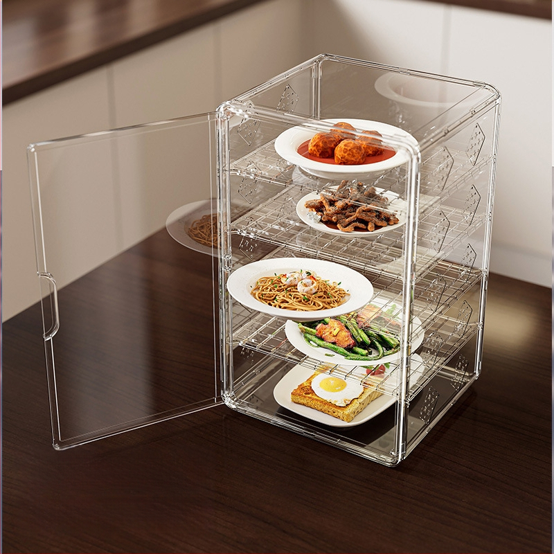 Yunjian ράφι αποθήκευσης κουζίνας με μονωμένο πολύεπίπεδο αφαιρούμενο κάλυμμα τροφίμων — πλαστικό, μοντέρνος απλός σχεδιασμός, πολυλειτουργικό και ανθεκτικό στη σκόνη