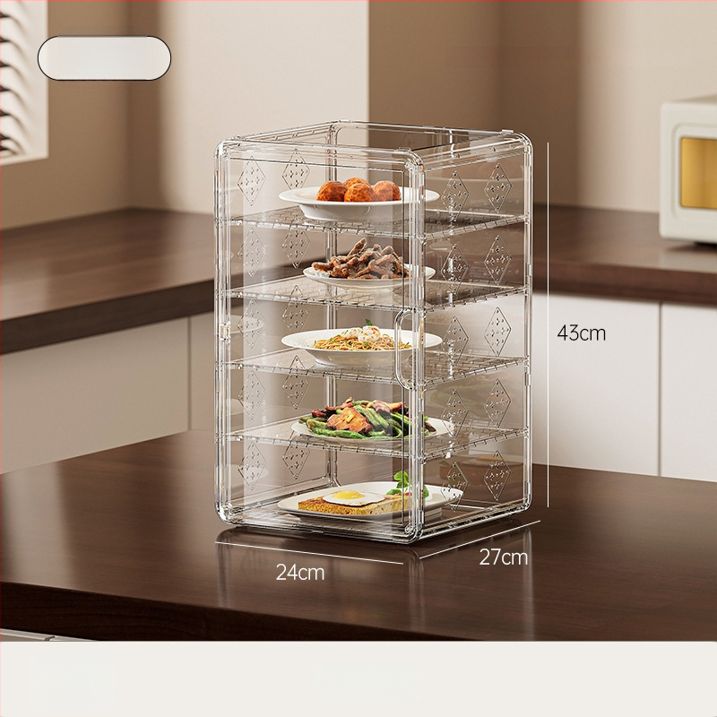 Yunjian ράφι αποθήκευσης κουζίνας με μονωμένο πολύεπίπεδο αφαιρούμενο κάλυμμα τροφίμων — πλαστικό, μοντέρνος απλός σχεδιασμός, πολυλειτουργικό και ανθεκτικό στη σκόνη