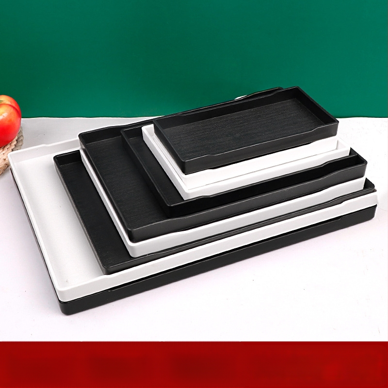 Téglalap alakú műanyag tálca (egyszínű felület, overglaze hatású felület, logó testreszabás)