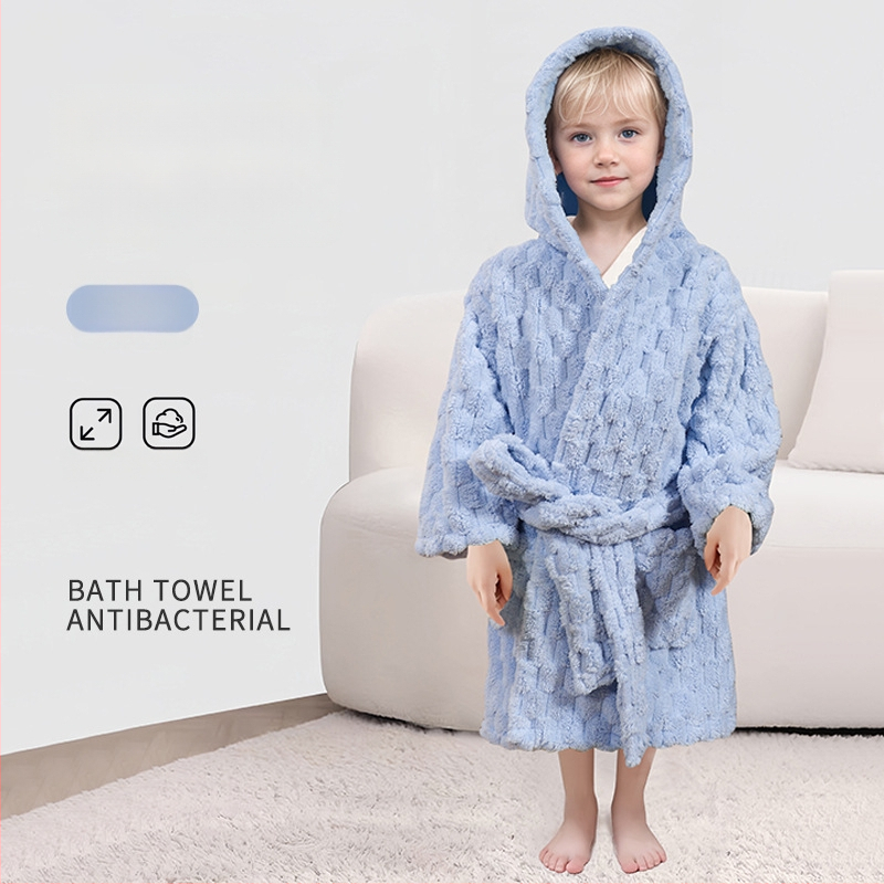 Laste vannihooldusrõivas kapuutsiga coral fleece materjalist, kantav rätik, kiiresti kuivab, unisex