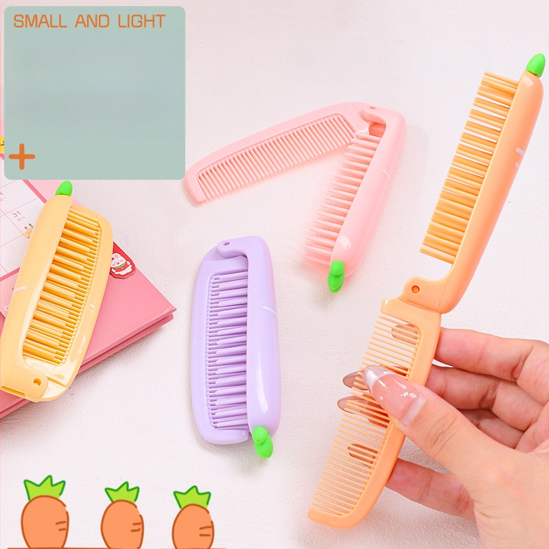 Lastele mõeldud porgandi kujuline kokkupandav kamm pikkadele juustele — kaasaskantav, kaheotstarbeline sirgestamiseks ja lokkide tekitamiseks