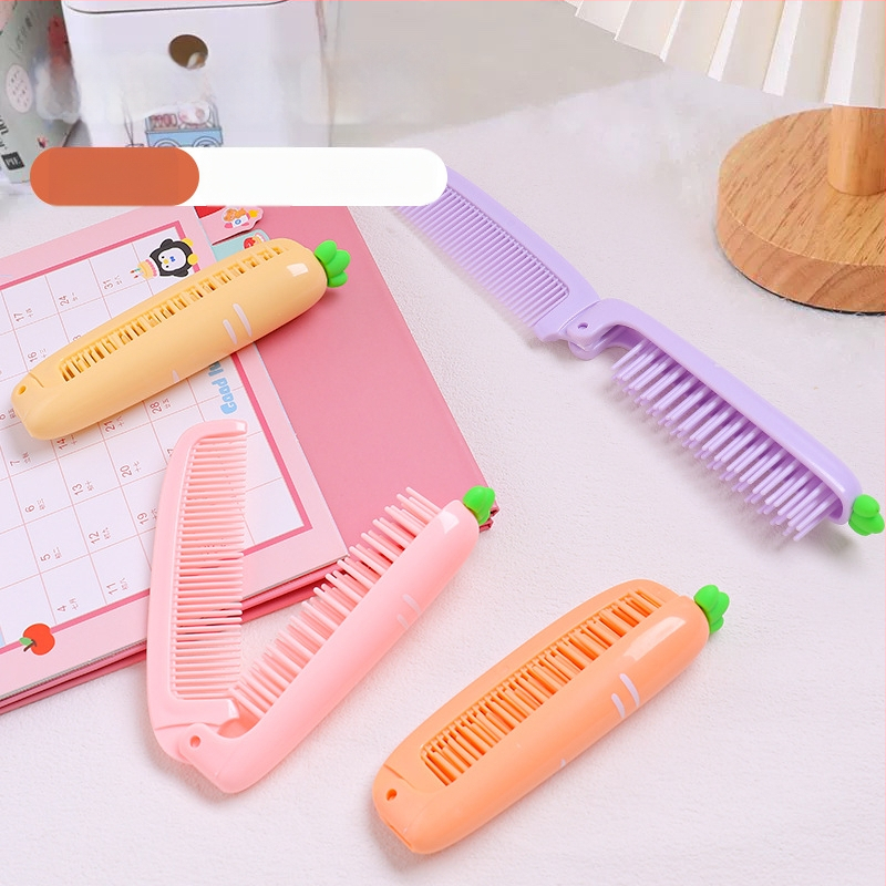 Lastele mõeldud porgandi kujuline kokkupandav kamm pikkadele juustele — kaasaskantav, kaheotstarbeline sirgestamiseks ja lokkide tekitamiseks