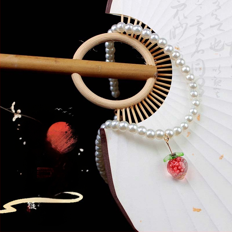 Laste juuksekumm viljapuude mustriga, rahvuslik stiil, materjal klaas/värvitud glasuur, printsessi sari, tootenumbriga T2