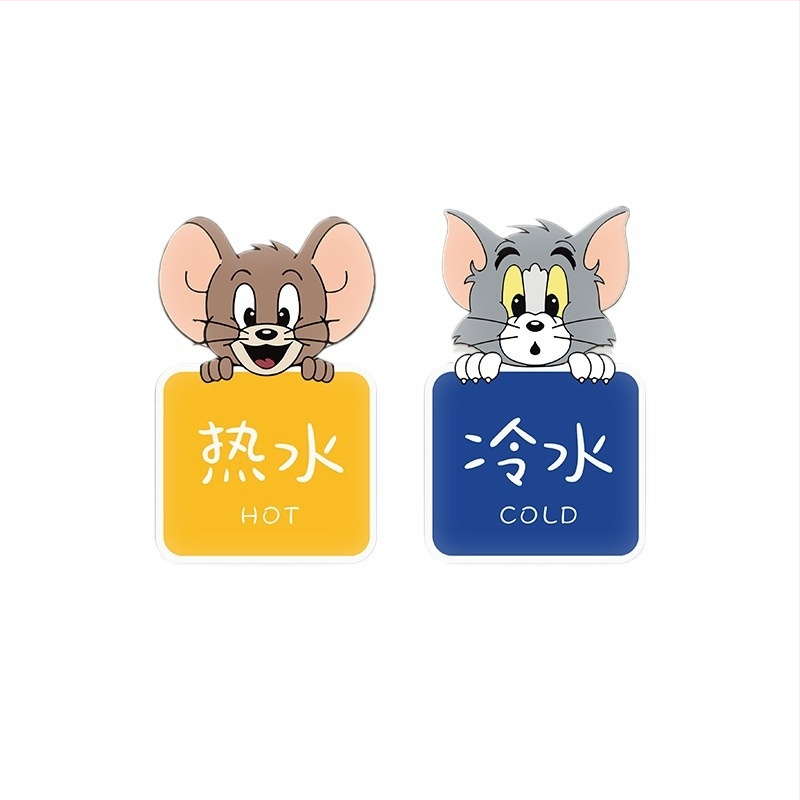 Akrüülseina kleebis kass ja hiir kujundusega vannituppa ja kööki, 2 tk, veekindel, lame karikatuuri stiilis dekoratsioon