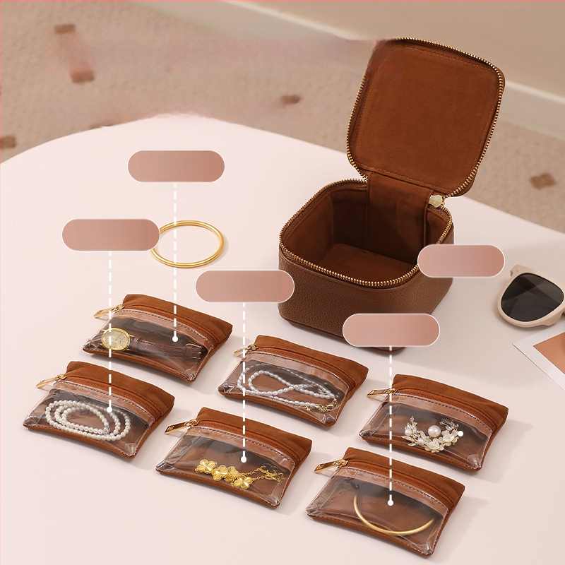 Κουτί αποθήκευσης κοσμημάτων από PU, καπάκι flip, Lychee μοτίβο, σκληρή κατασκευή, μοντέρνο μινιμαλιστικό στυλ