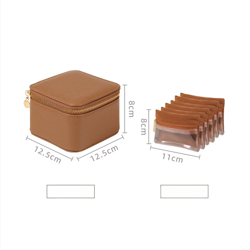 Κουτί αποθήκευσης κοσμημάτων από PU, καπάκι flip, Lychee μοτίβο, σκληρή κατασκευή, μοντέρνο μινιμαλιστικό στυλ