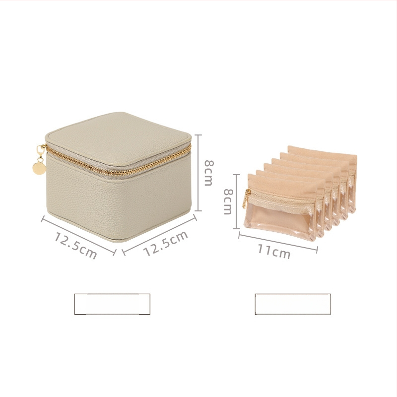 Κουτί αποθήκευσης κοσμημάτων από PU, καπάκι flip, Lychee μοτίβο, σκληρή κατασκευή, μοντέρνο μινιμαλιστικό στυλ