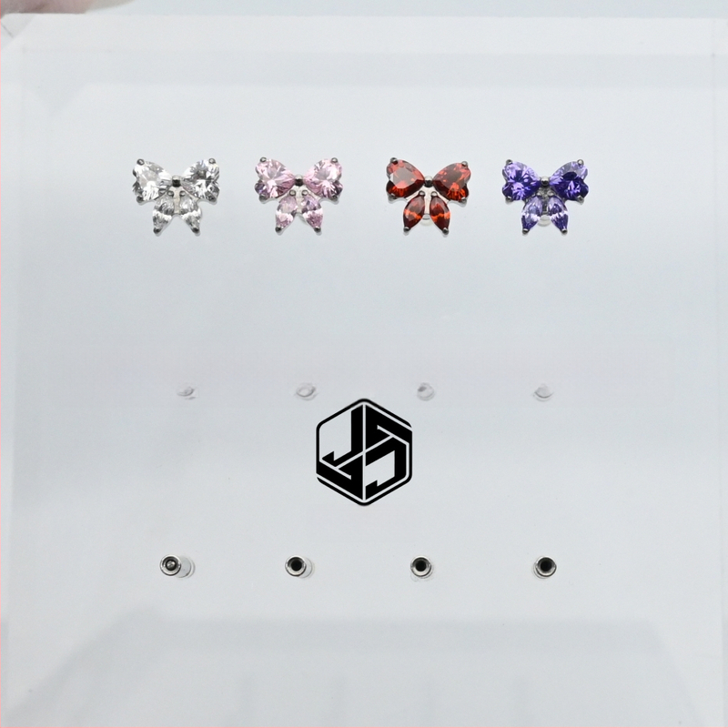 Овеци за устни с циркон, Ф136 титаниева сплав, дизайн сърце и панделка, микро настройване, унисекс INS стил