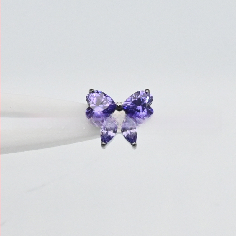 Овеци за устни с циркон, Ф136 титаниева сплав, дизайн сърце и панделка, микро настройване, унисекс INS стил