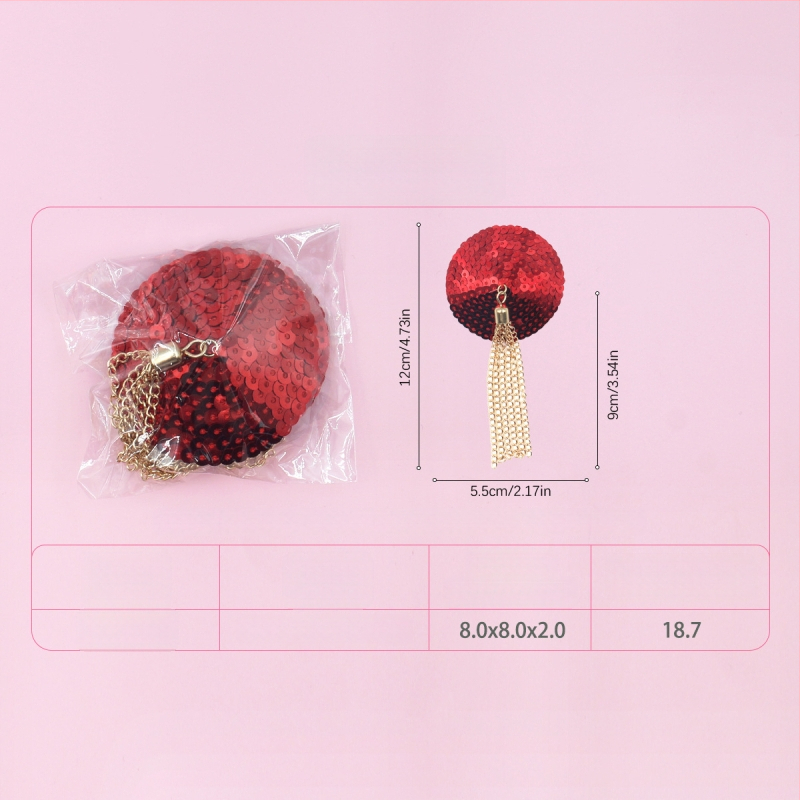 Καλύμματα θηλών από δέρμα με παγιέτες και μεταλλικά κρόσια — στρογγυλό σχήμα, χωρίς ίχνη, μάρκα Night Silk