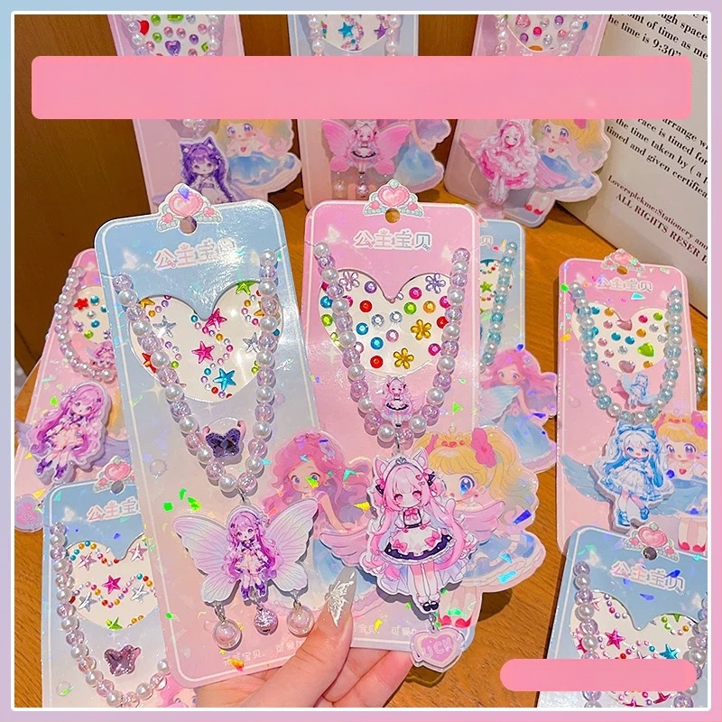 Kaelakee, käsitöö, segatud materjalid, geomeetriline ripats, Printsesside sari, komplekt 8 tk