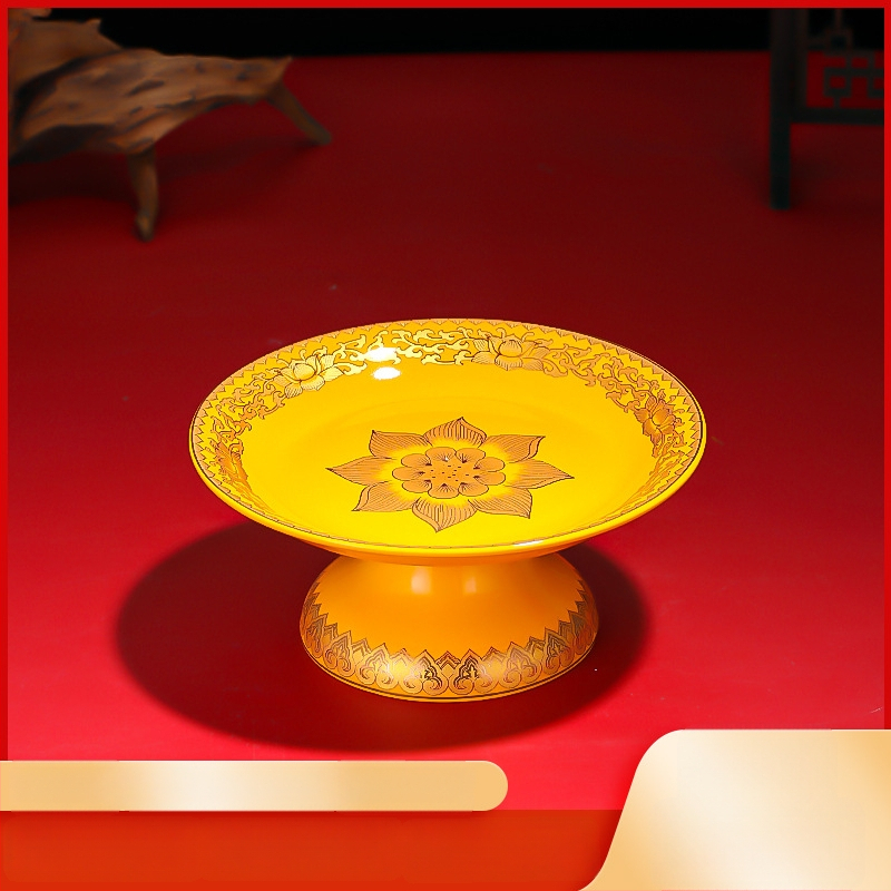 Keraminė vaisių aukojimo plokštelė Purple Lotus – plokštelė aukai Dievui Turtams ir Budai