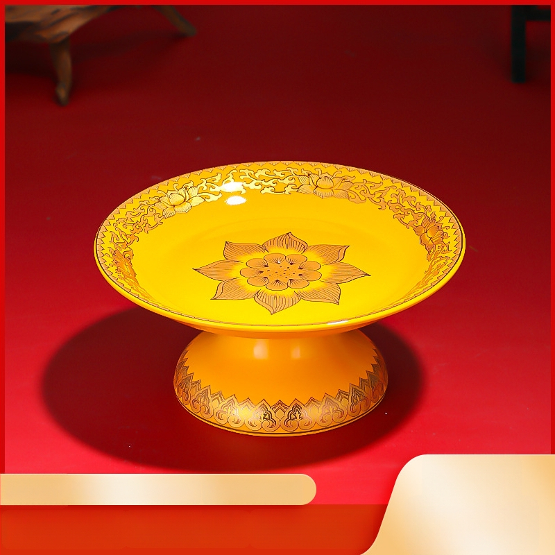 Keraminė vaisių aukojimo plokštelė Purple Lotus – plokštelė aukai Dievui Turtams ir Budai