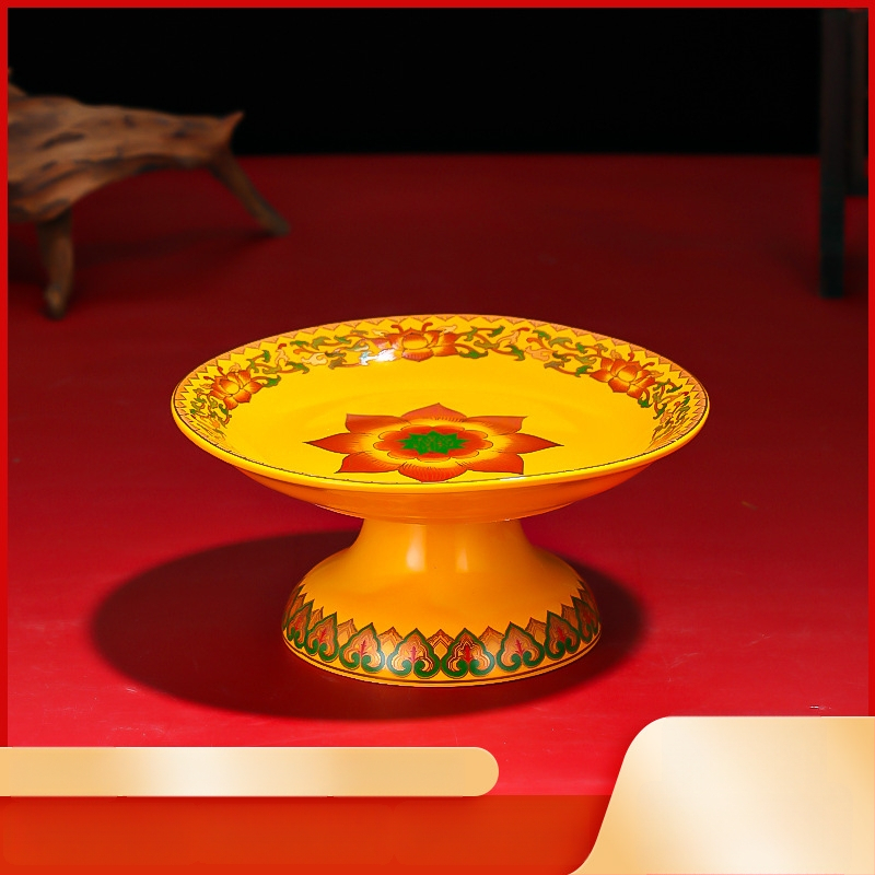 Keraminė vaisių aukojimo plokštelė Purple Lotus – plokštelė aukai Dievui Turtams ir Budai