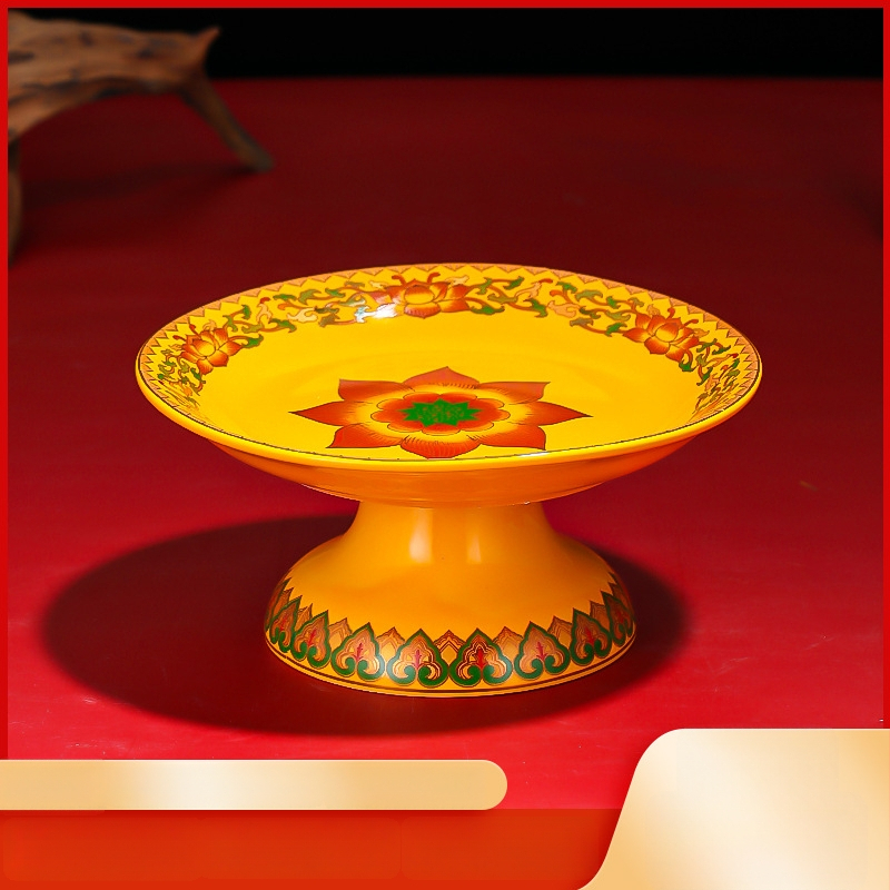 Keraminė vaisių aukojimo plokštelė Purple Lotus – plokštelė aukai Dievui Turtams ir Budai