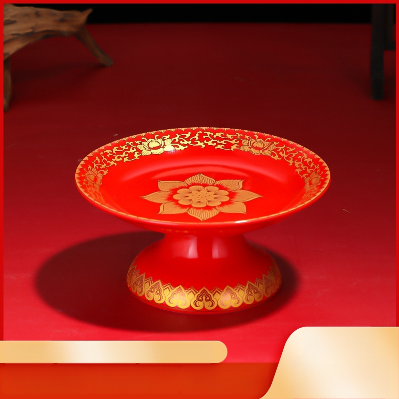 Keraminė vaisių aukojimo plokštelė Purple Lotus – plokštelė aukai Dievui Turtams ir Budai