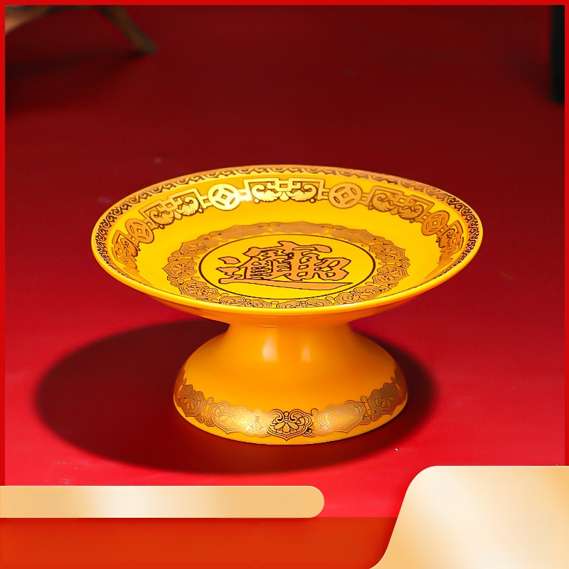 Keraminė vaisių aukojimo plokštelė Purple Lotus – plokštelė aukai Dievui Turtams ir Budai