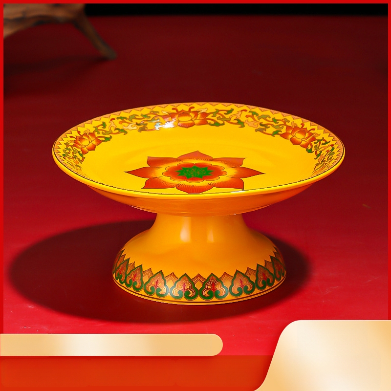 Keraminė vaisių aukojimo plokštelė Purple Lotus – plokštelė aukai Dievui Turtams ir Budai