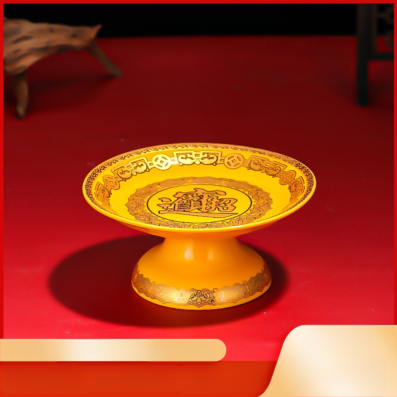 Keraminė vaisių aukojimo plokštelė Purple Lotus – plokštelė aukai Dievui Turtams ir Budai