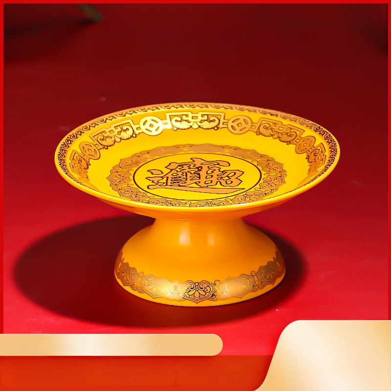 Keraminė vaisių aukojimo plokštelė Purple Lotus – plokštelė aukai Dievui Turtams ir Budai