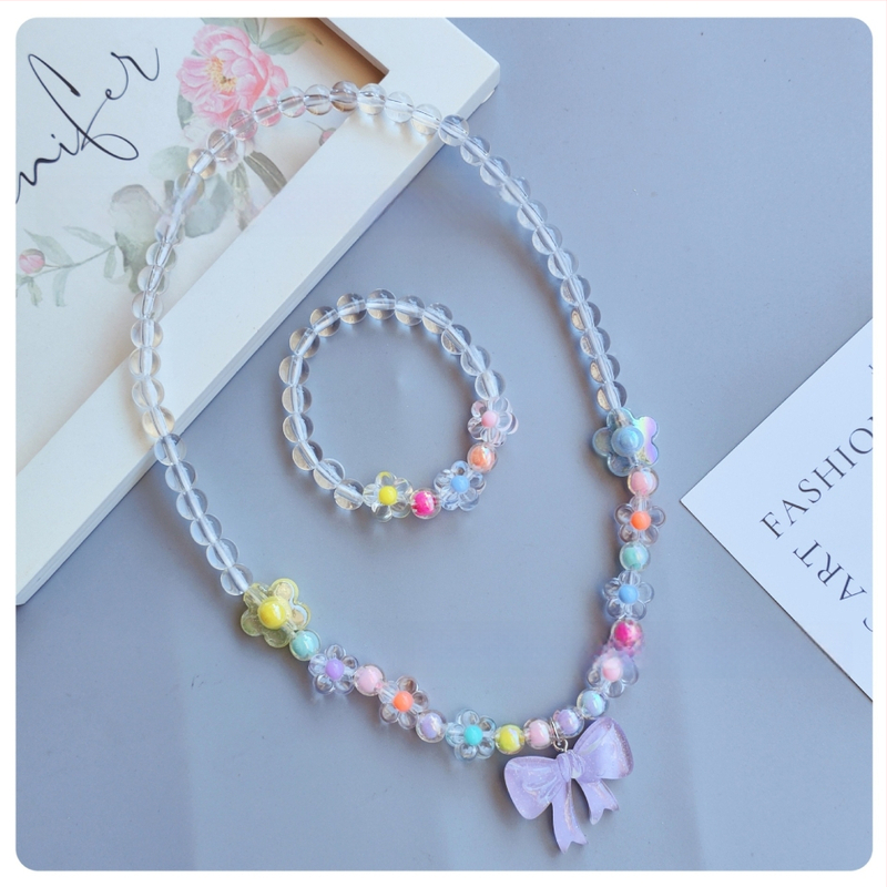 Laste kaelakee ja käevõru komplekt lipsu motīviga, käsitöö, akrüül, karikatuuristiil