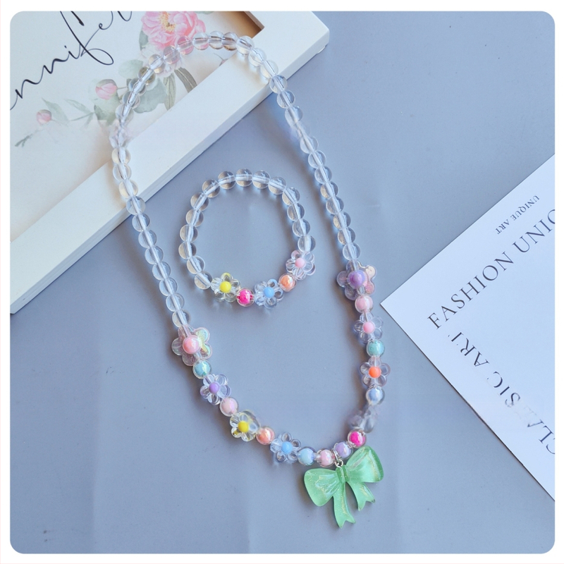 Laste kaelakee ja käevõru komplekt lipsu motīviga, käsitöö, akrüül, karikatuuristiil