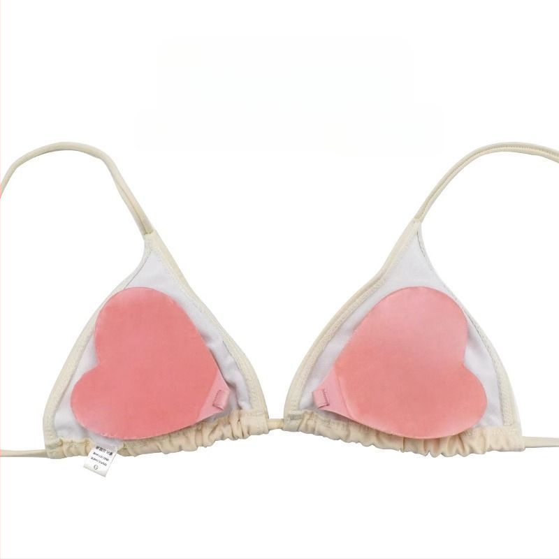 Μπικίνι αυτοκόλλητο στήθους — νάιλον, αναπνεύσιμο, αόρατο, με σχήμα καρδιάς για τη θηλή, παγιέτες, push-up εφέ