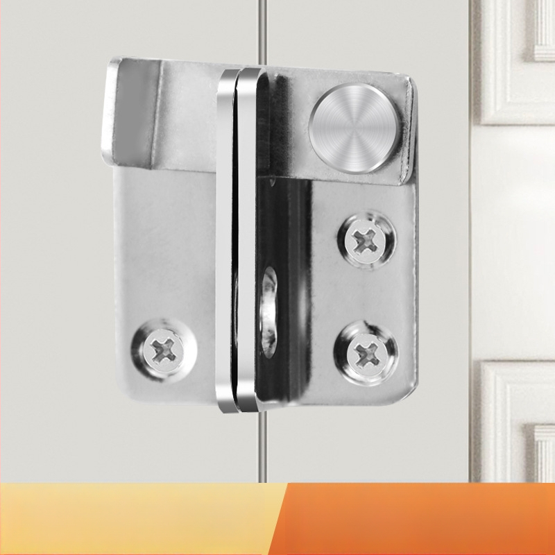 Nerūsējošā tērauda antizādzības stiprinājums ar pulētu virsmu, 90 grādu bloķēšana, piemērota koka vannas istabas un garderobes durvīm