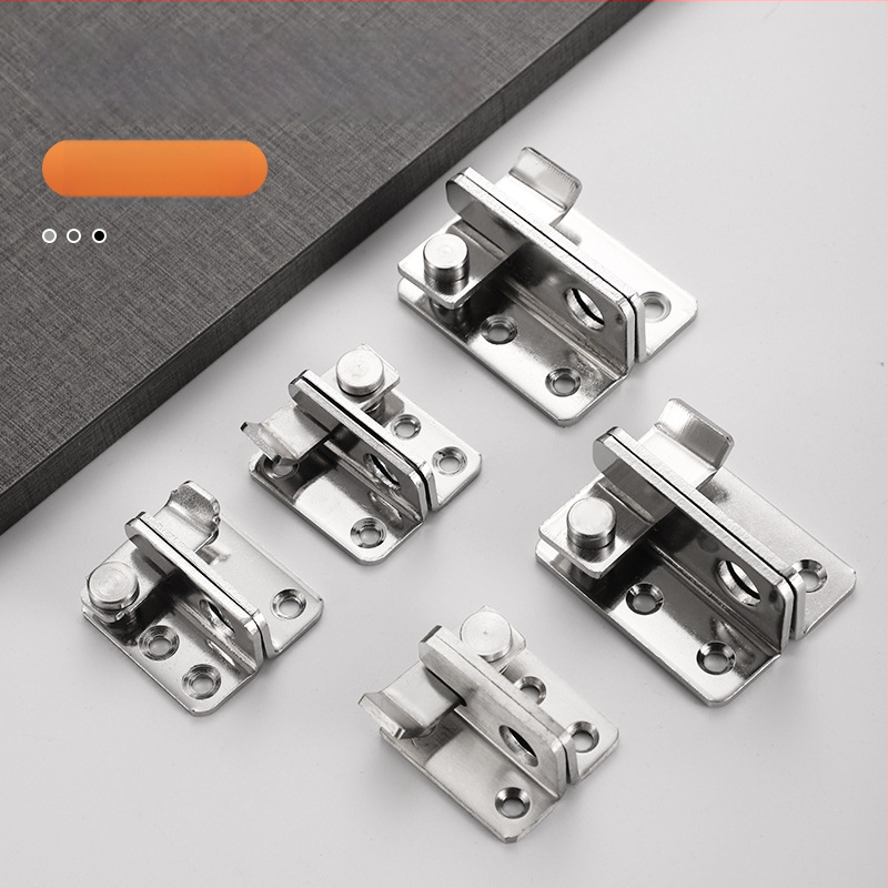 Nerūsējošā tērauda antizādzības stiprinājums ar pulētu virsmu, 90 grādu bloķēšana, piemērota koka vannas istabas un garderobes durvīm