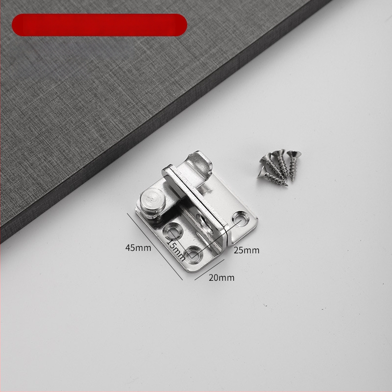 Nerūsējošā tērauda antizādzības stiprinājums ar pulētu virsmu, 90 grādu bloķēšana, piemērota koka vannas istabas un garderobes durvīm