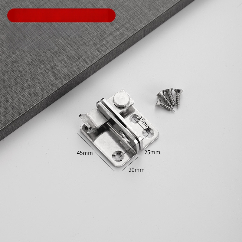 Nerūsējošā tērauda antizādzības stiprinājums ar pulētu virsmu, 90 grādu bloķēšana, piemērota koka vannas istabas un garderobes durvīm