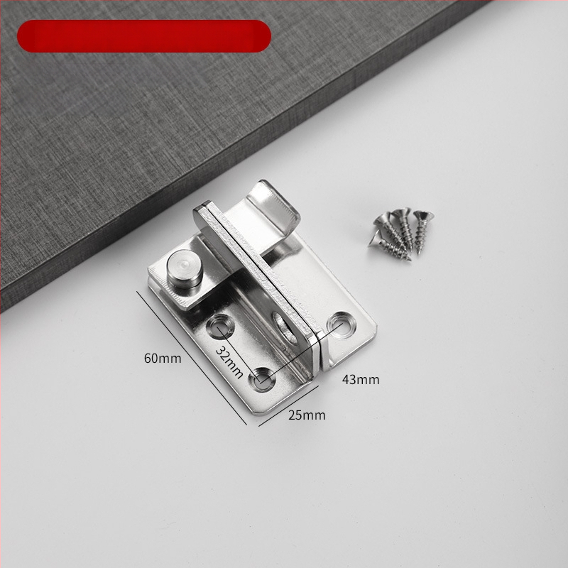 Nerūsējošā tērauda antizādzības stiprinājums ar pulētu virsmu, 90 grādu bloķēšana, piemērota koka vannas istabas un garderobes durvīm