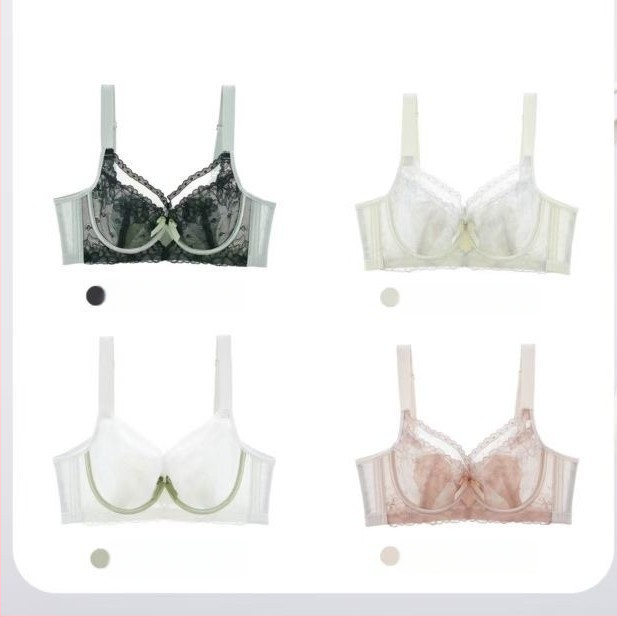 Nailoninė liemenėlė su nėriniu, itin plonas dizainas, 3/4 puodeliai, putų puodeliai, nugaros užsegimas su keturiomis kabliukų ir akių eilėmis (Nailonas; 3/4 puodeliai; putų puodeliai; nugaros užsegimas)