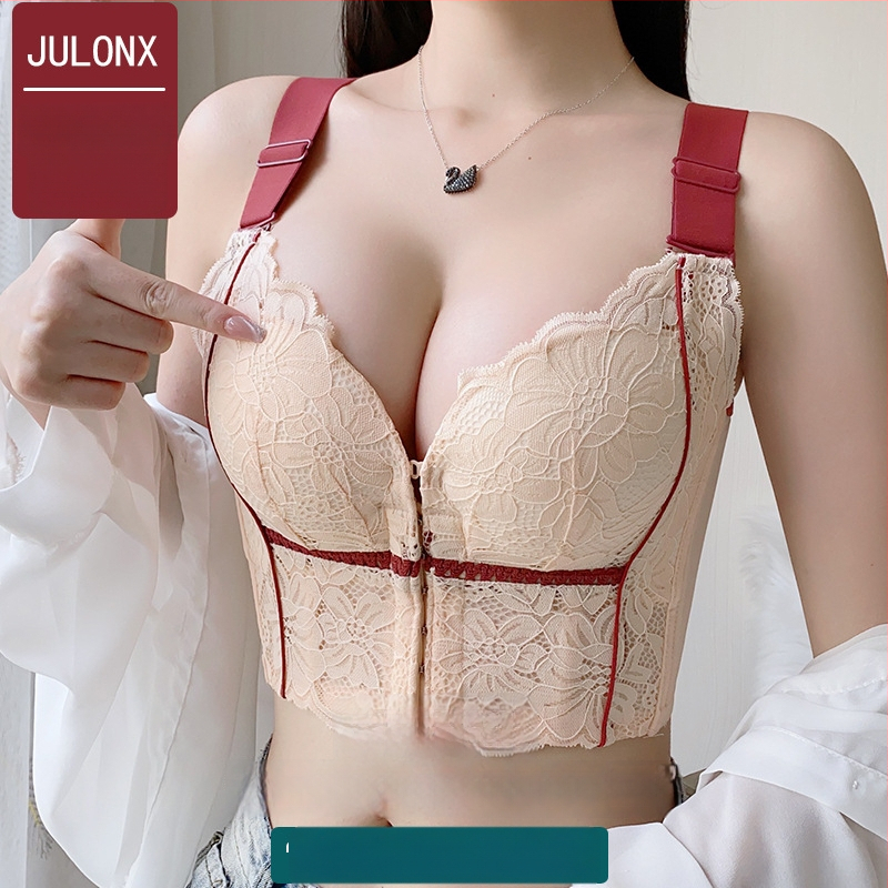 Moteriškos nailoninės liemenėlės, 5/8 taurė, formuojama taurė: plonas viršus, storesnis apačia, nuimamos dvigubos petnešos, priekinis užsegimas, reguliuojama atrama