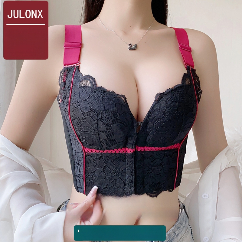 Moteriškos nailoninės liemenėlės, 5/8 taurė, formuojama taurė: plonas viršus, storesnis apačia, nuimamos dvigubos petnešos, priekinis užsegimas, reguliuojama atrama