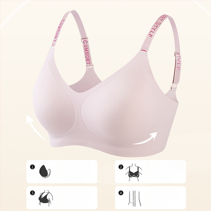 Sutien din nylon, fără cusături, bretele subțiri tip spaghetti, Push-Up, respirabil, model spate netezat, cupe subțiri