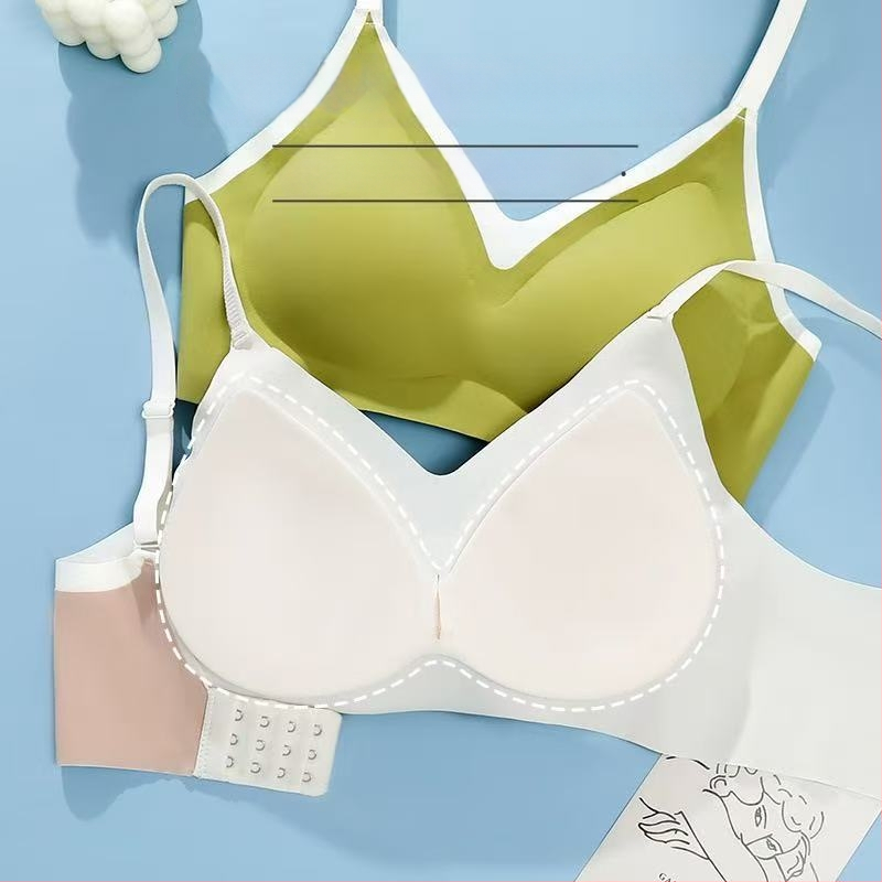 Bezvadu, bezšuvju krūšturis ar kontrastējošām siksniņām, 3/4 kausi, plānas formēšanas kausi, aizmugures triju rindu aizdare, neilona audums, elpojošs, pacel un veido muguru